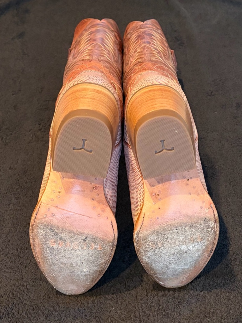 Tecovas Abby Frost Pink Lizard Cowgirl Boots - Picture 7 of 8